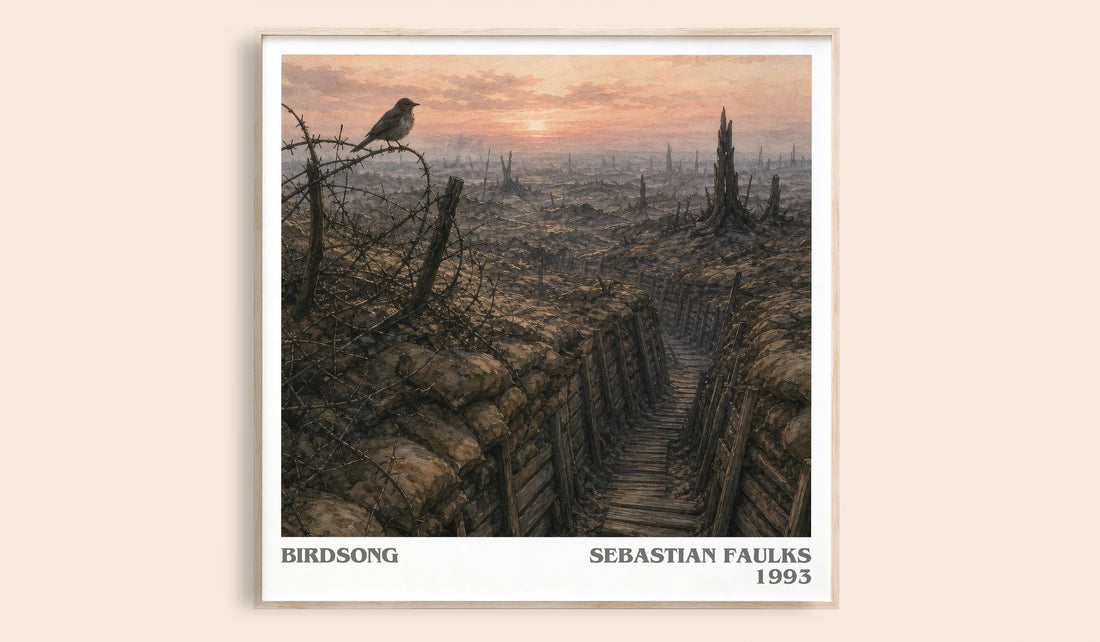 Birdsong literary book poster by Sebastian Faulks – framed literary art print