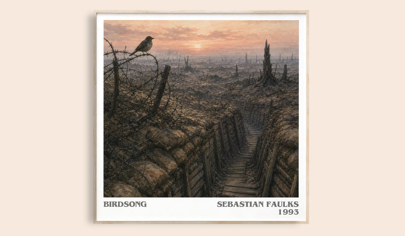 Birdsong literary book poster by Sebastian Faulks – framed literary art print