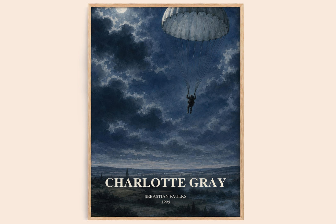 Charlotte Gray watercolour book poster by Sebastian Faulks – framed literary art print