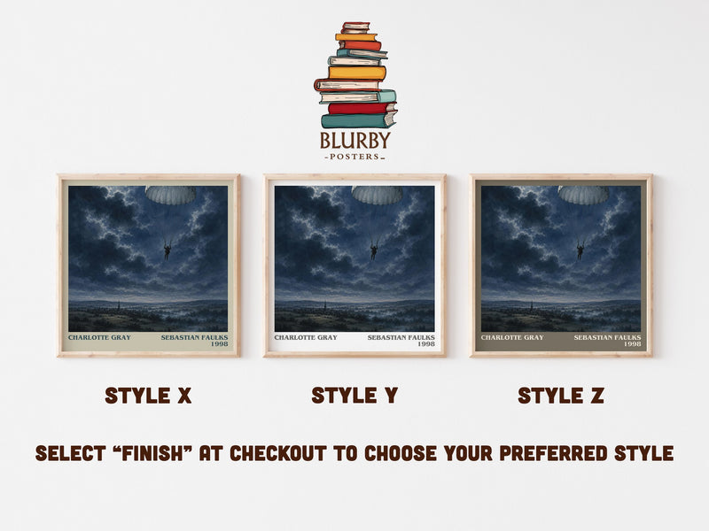 Charlotte Gray literary print in frame leaning in hallway – historical fiction wall art
