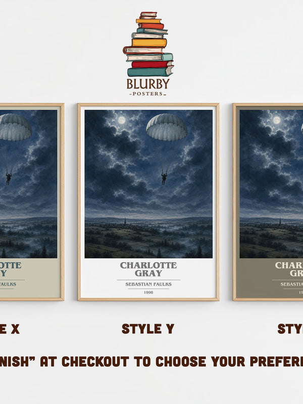 Charlotte Gray book cover print in frame leaning in hallway – historical fiction wall art