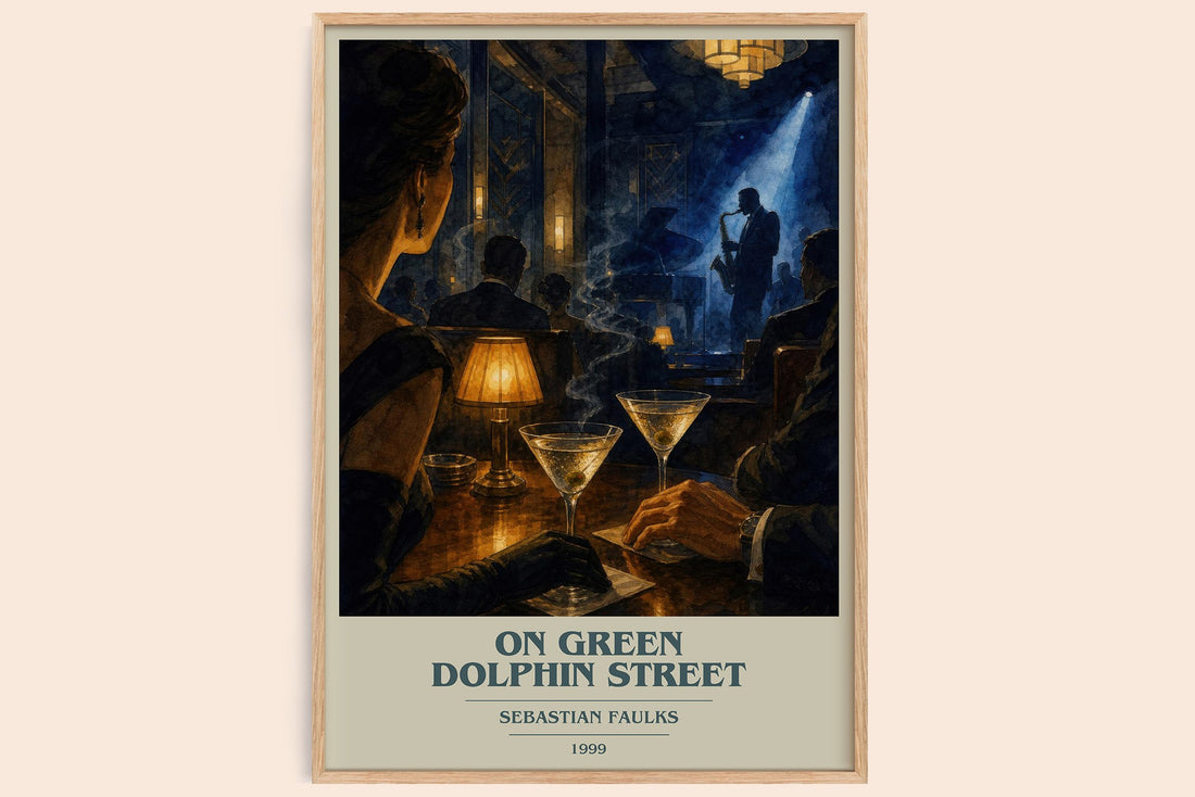 On Green Dolphin Street book cover book poster by Sebastian Faulks – framed literary art print