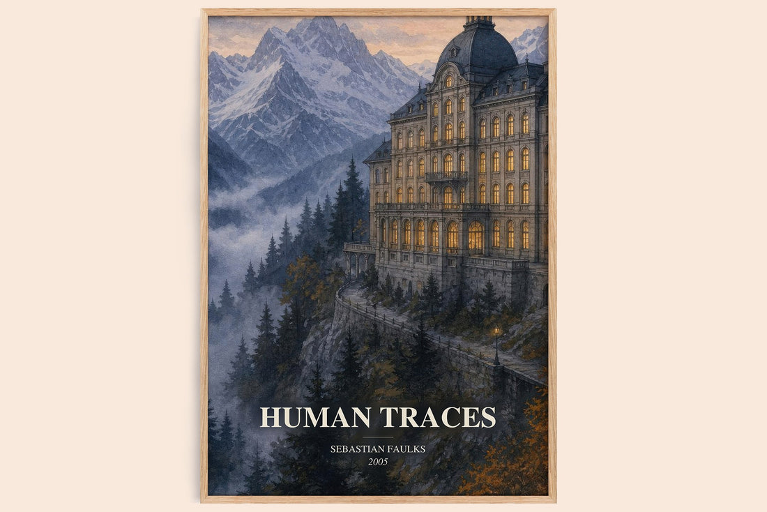 Human Traces watercolour book poster by Sebastian Faulks – framed literary art print