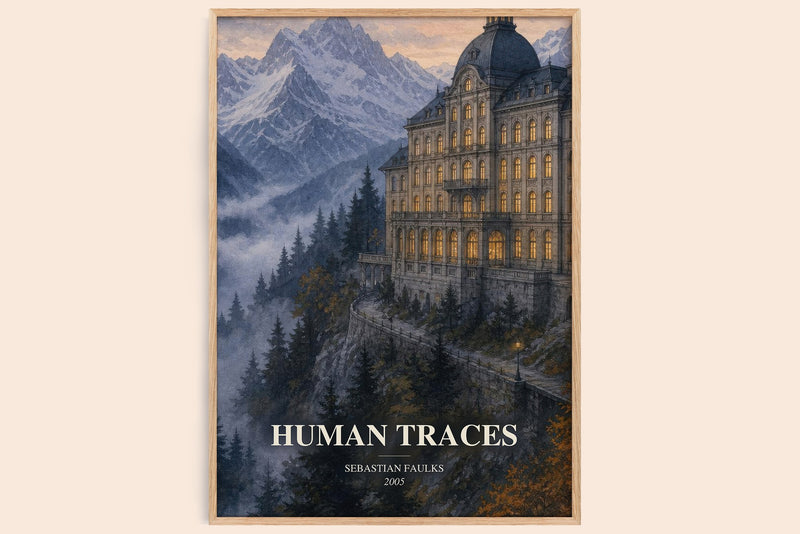 Human Traces watercolour book poster by Sebastian Faulks – framed literary art print