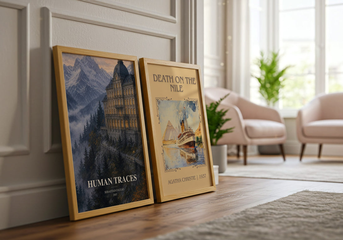 Human Traces watercolour print framed by window – literary home decor