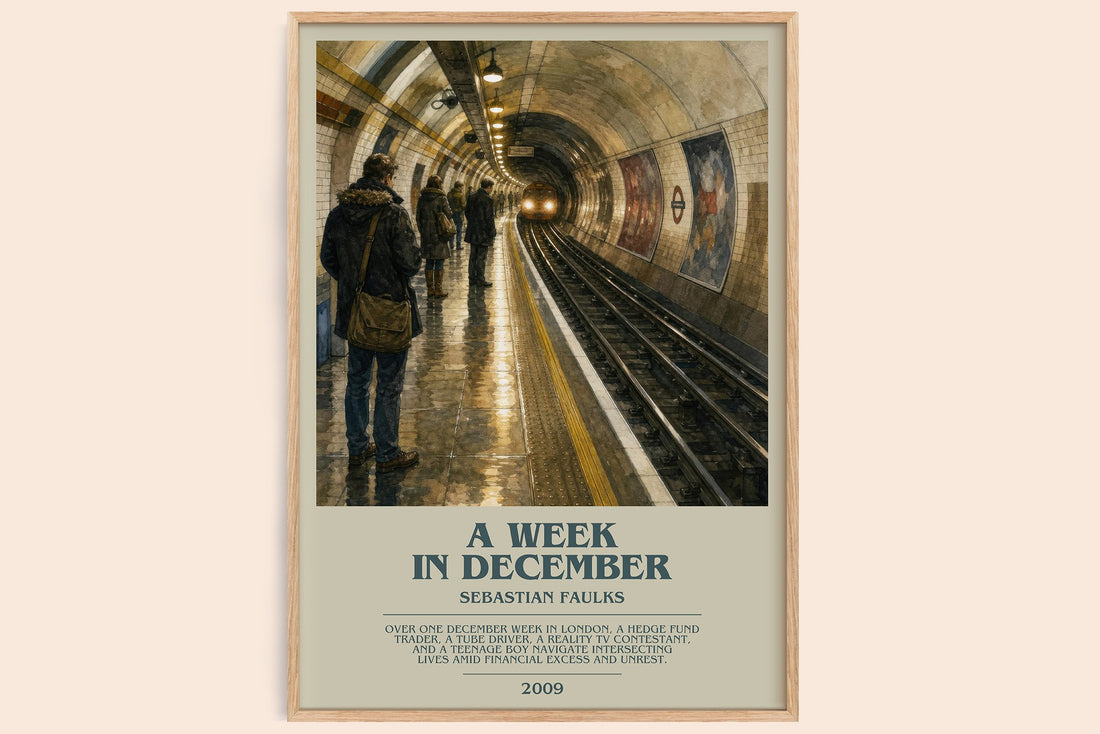 A Week in December bookish book poster by Sebastian Faulks – framed literary art print