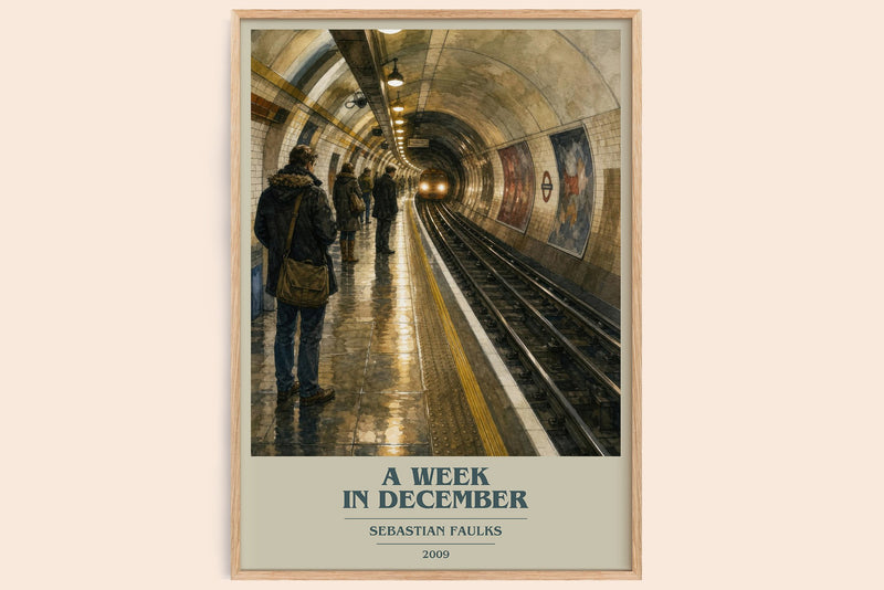 A Week in December book cover book poster by Sebastian Faulks – framed literary art print