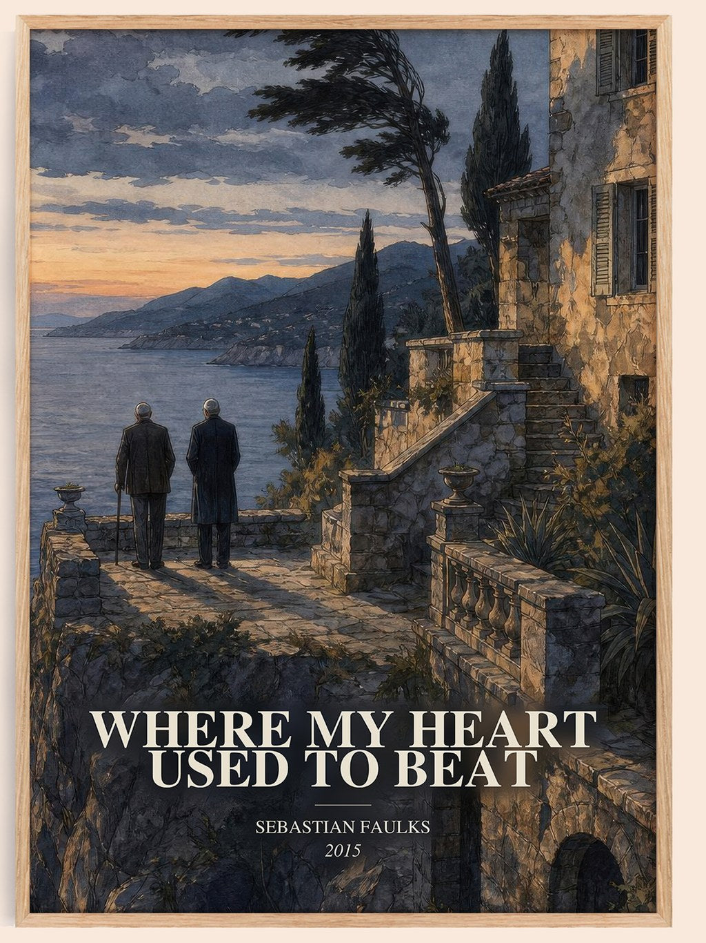 Where My Heart Used to Beat watercolour book poster by Sebastian Faulks – framed literary art print