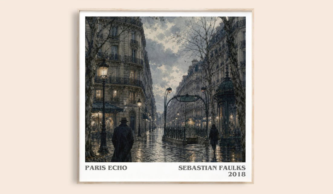 Paris Echo literary book poster by Sebastian Faulks – framed literary art print