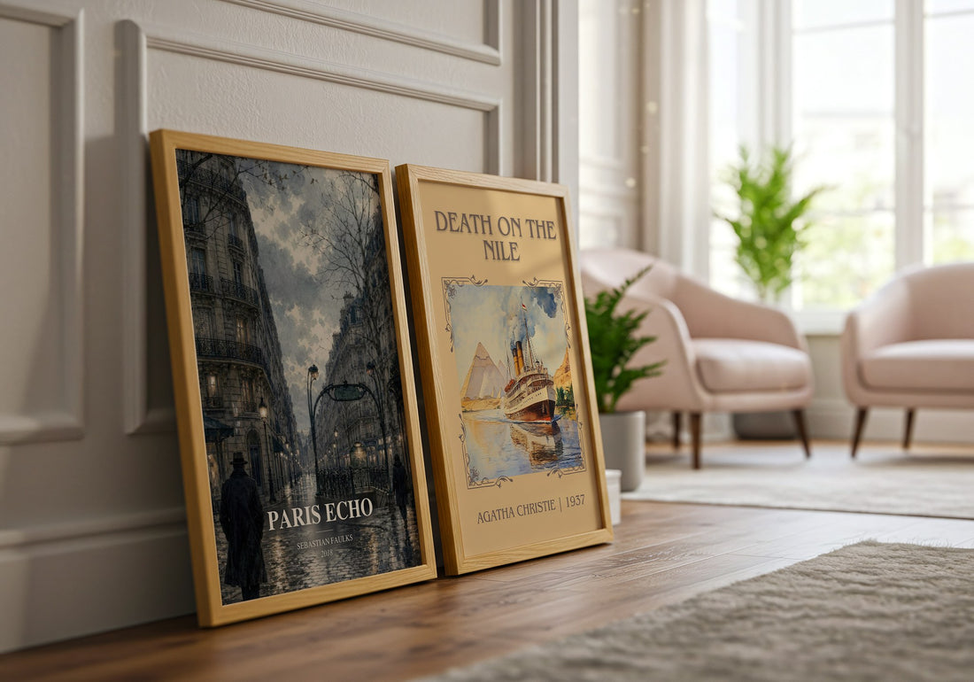 Paris Echo watercolour print framed by window – literary home decor