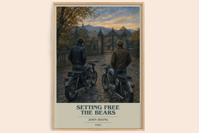 Setting Free the Bears Book Cover Poster by John Irving (Modern Minimalist style)