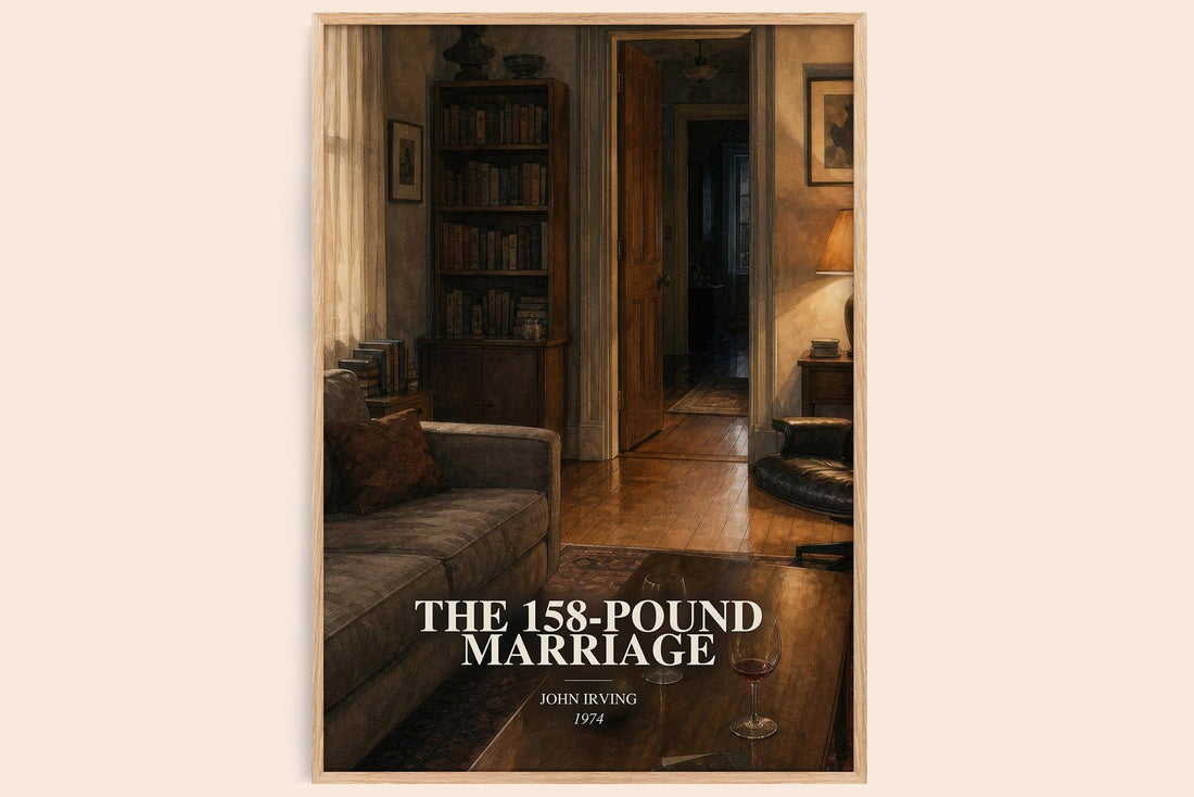 The 158-Pound Marriage watercolour book poster by John Irving – framed literary art print