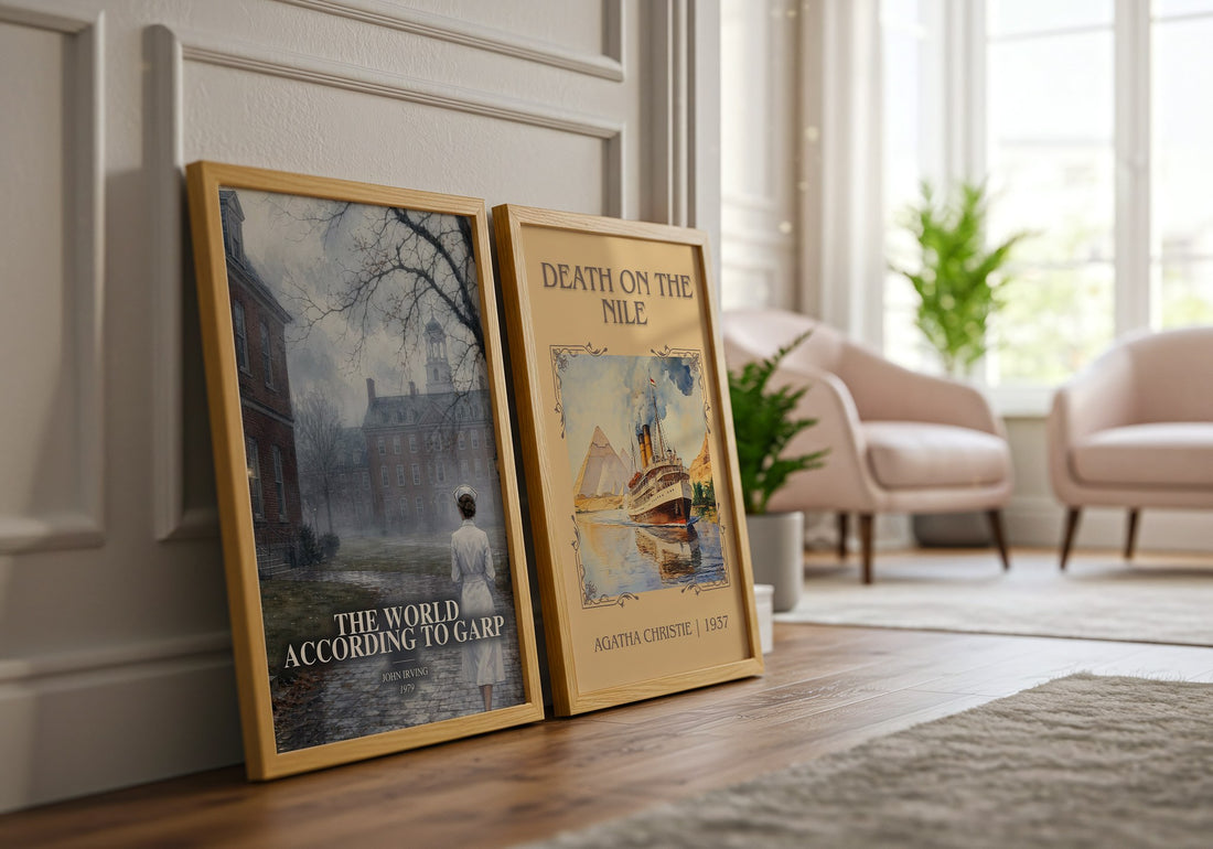 The World According to Garp watercolour print framed by window – literary home decor
