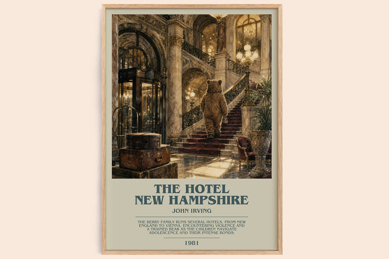 The Hotel New Hampshire bookish book poster by John Irving – framed literary art print