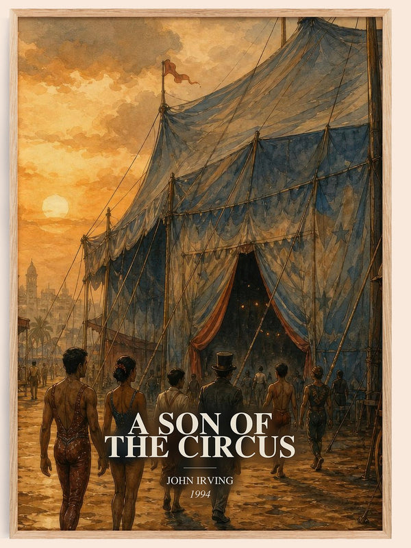 A Son of the Circus watercolour book poster by John Irving – framed literary art print