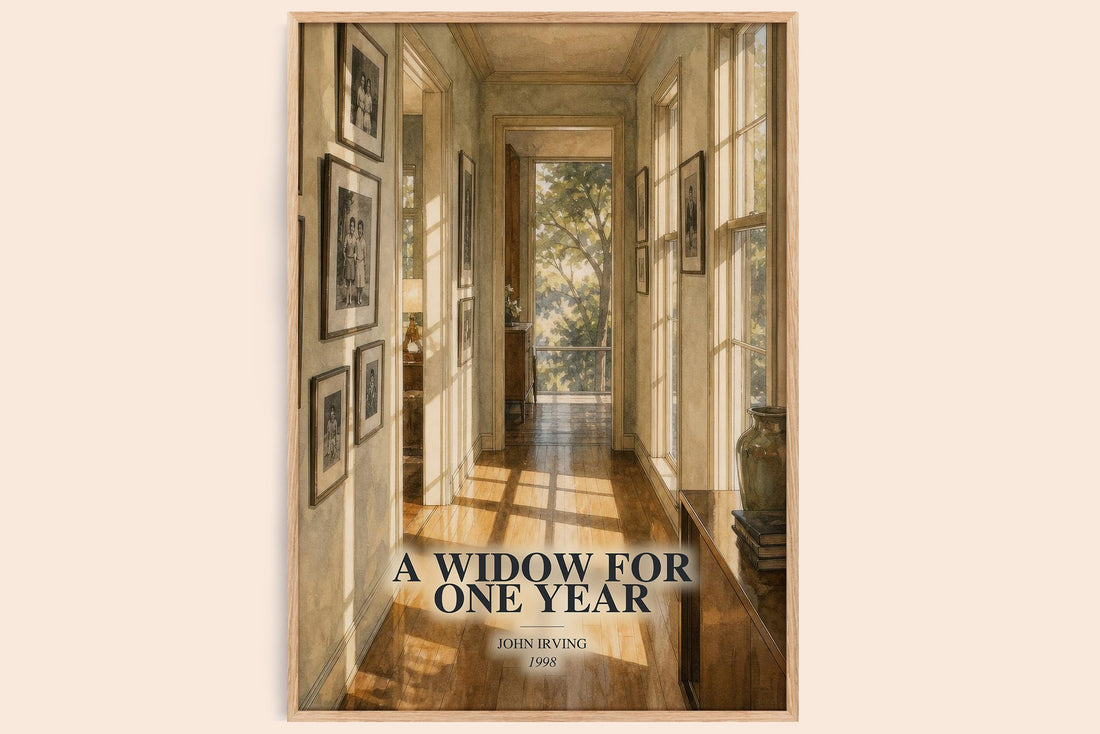 A Widow for One Year watercolour book poster by John Irving – framed literary art print