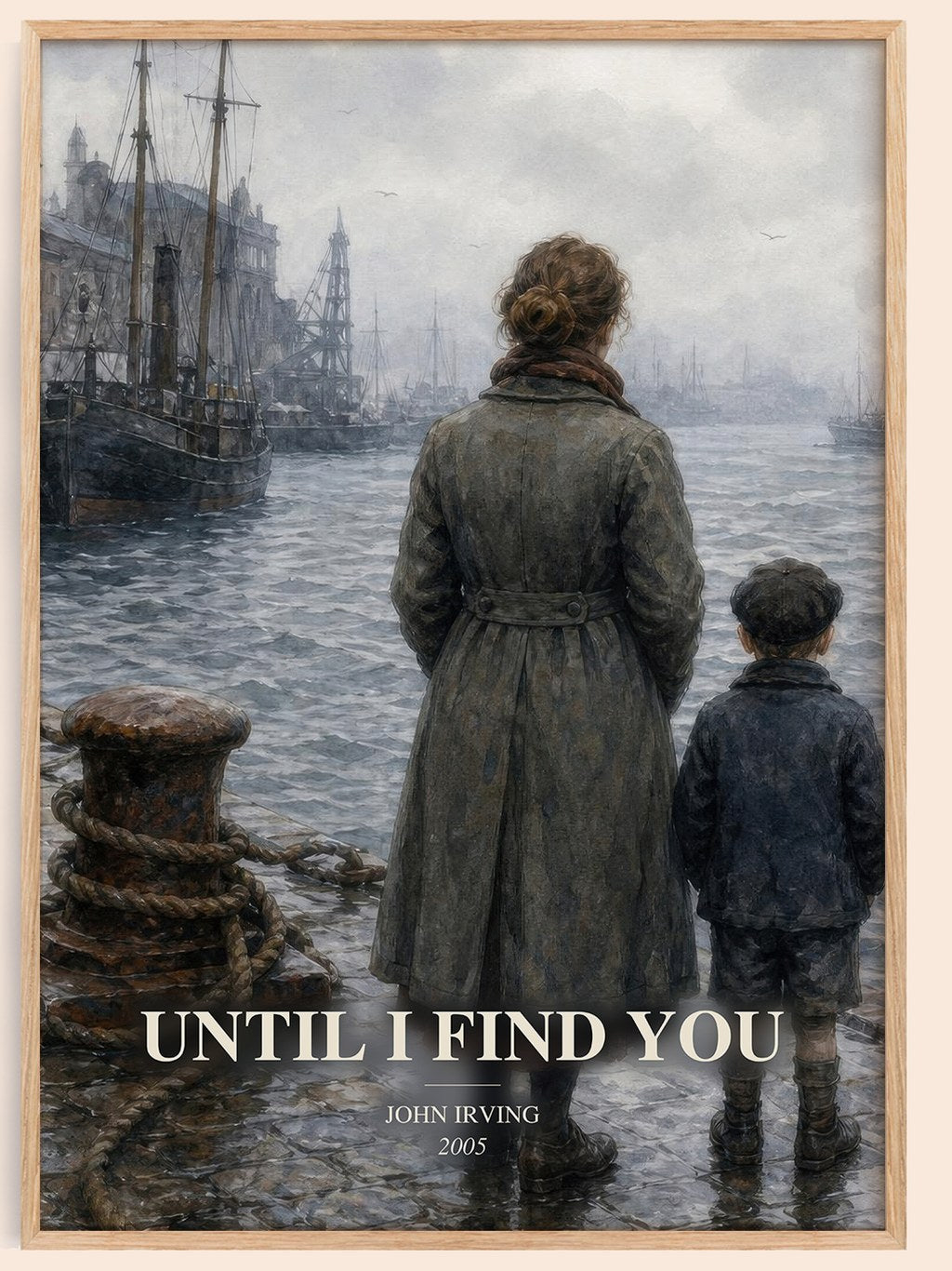 Until I Find You watercolour book poster by John Irving – framed literary art print