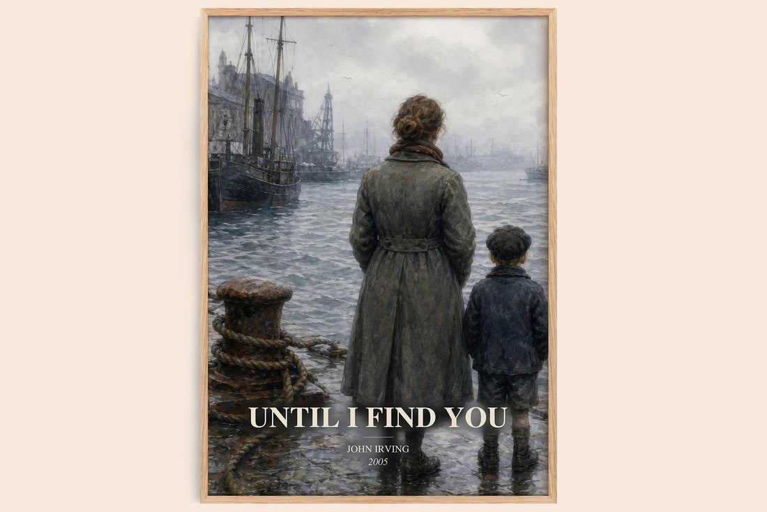 Until I Find You watercolour book poster by John Irving – framed literary art print