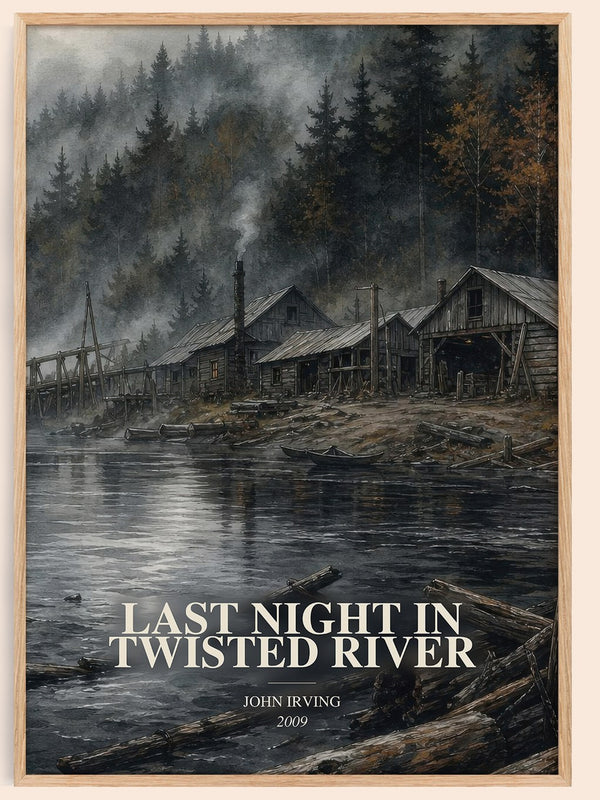 Last Night in Twisted River watercolour book poster by John Irving – framed literary art print
