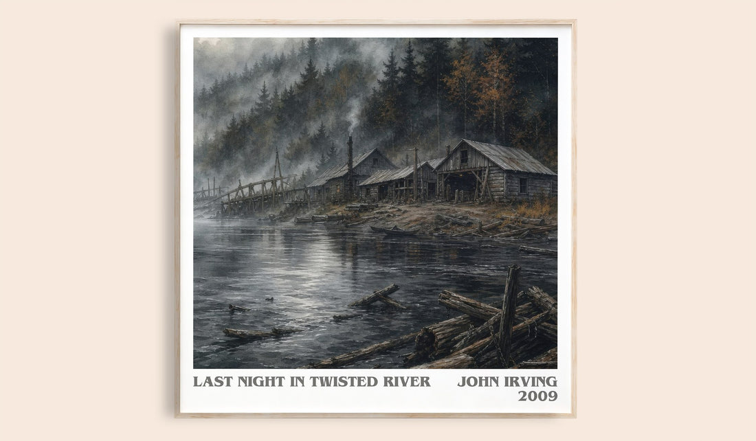 Last Night in Twisted River literary book poster by John Irving – framed literary art print
