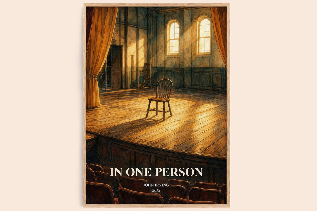 In One Person watercolour book poster by John Irving – framed literary art print