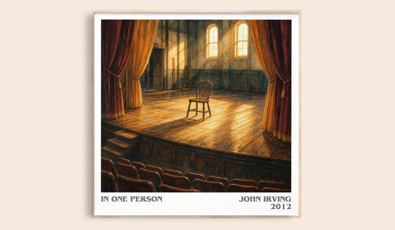 In One Person literary book poster by John Irving – framed literary art print