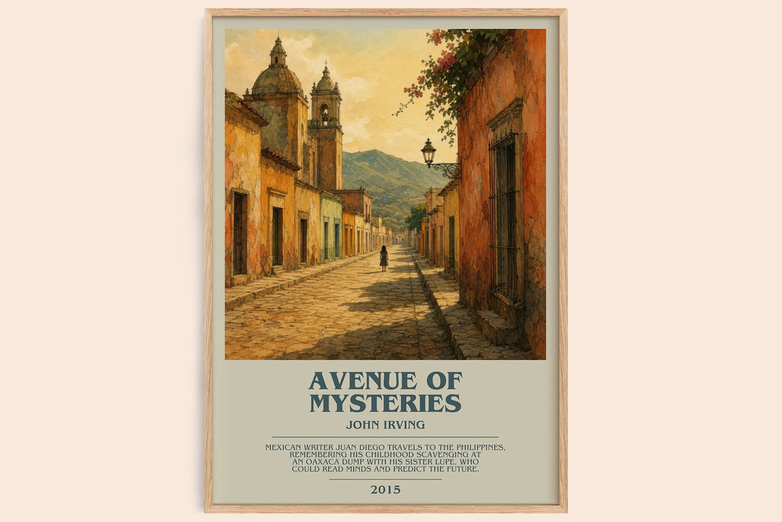 Avenue of Mysteries bookish book poster by John Irving – framed literary art print