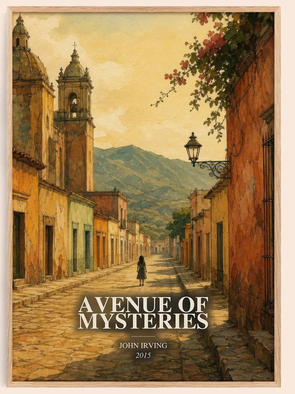 Avenue of Mysteries watercolour book poster by John Irving – framed literary art print