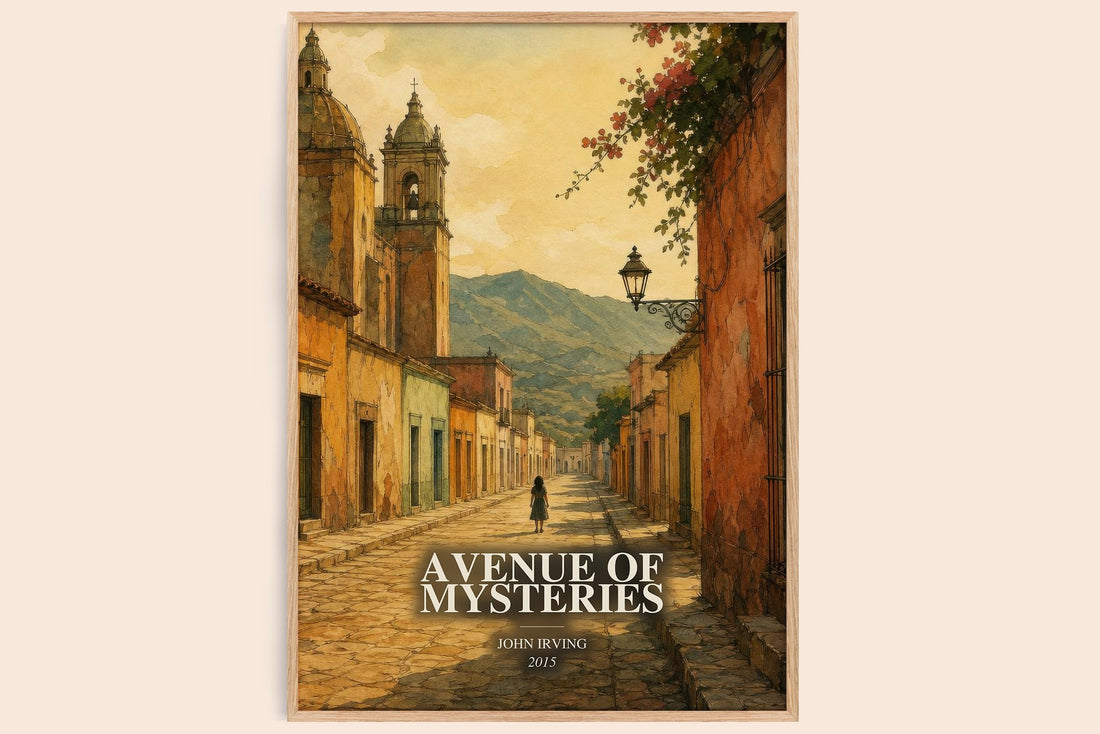 Avenue of Mysteries watercolour book poster by John Irving – framed literary art print