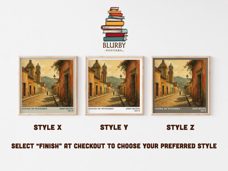 Avenue of Mysteries literary print in frame leaning in hallway – literary fiction wall art