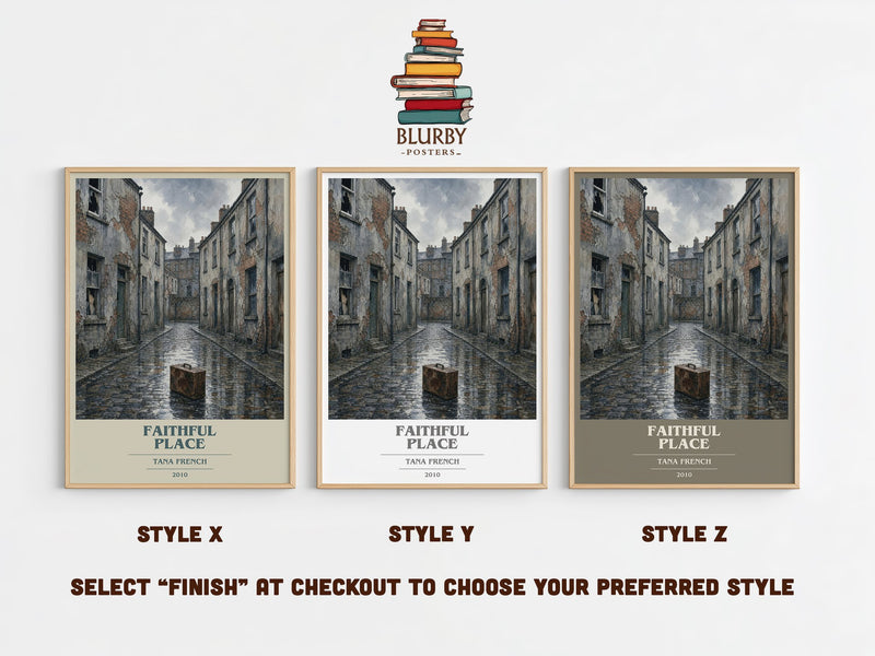 Faithful Place book cover print in frame leaning in hallway – crime wall art