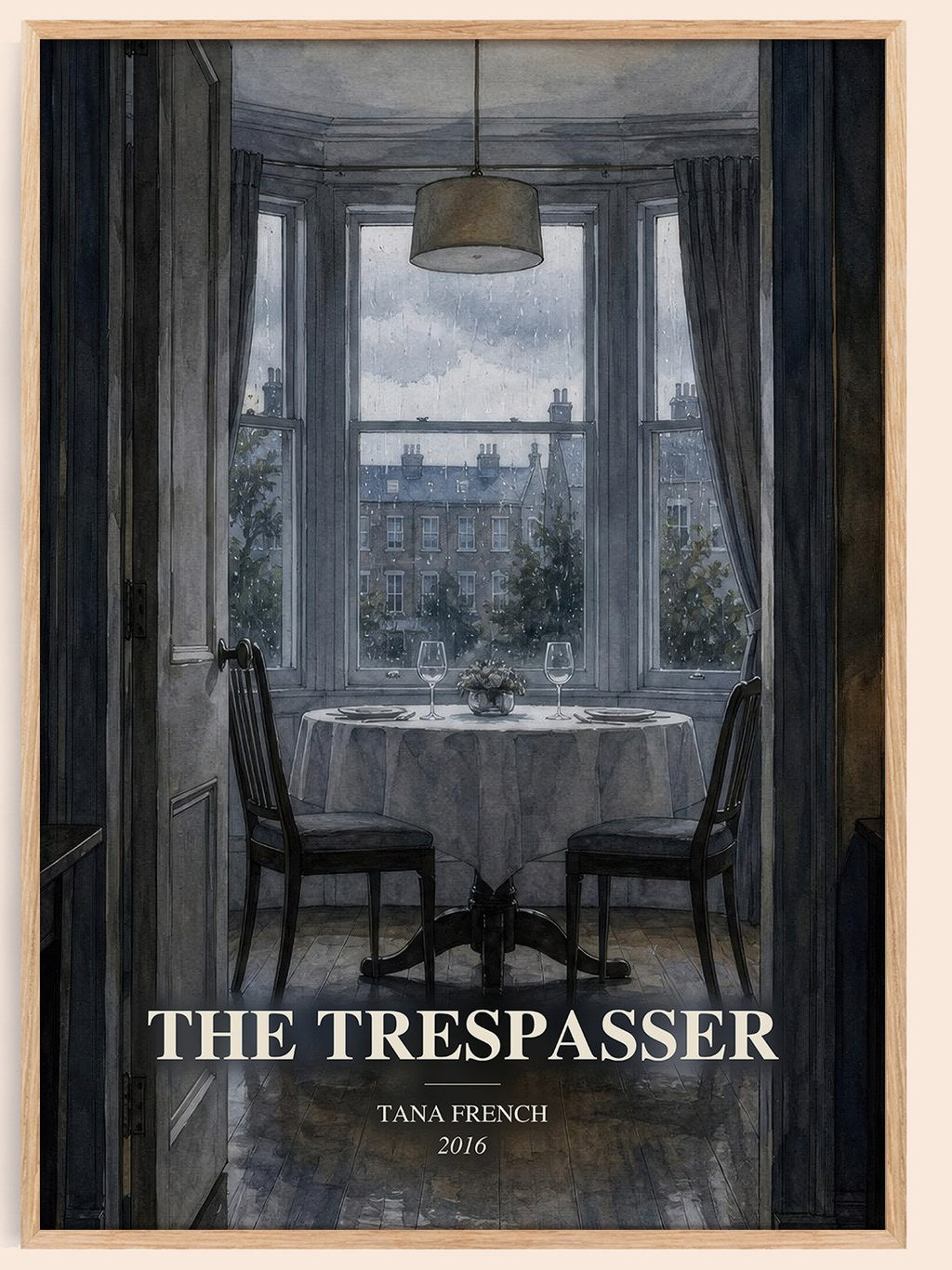 The Trespasser watercolour book poster by Tana French – framed literary art print