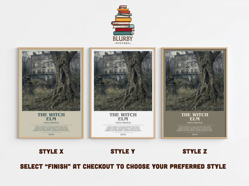 The Witch Elm bookish print in frame leaning in hallway – thriller wall art