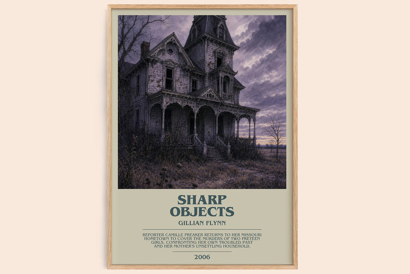Sharp Objects bookish book poster by Gillian Flynn – framed literary art print