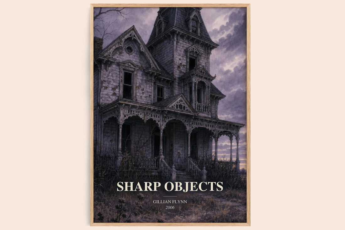 Sharp Objects watercolour book poster by Gillian Flynn – framed literary art print