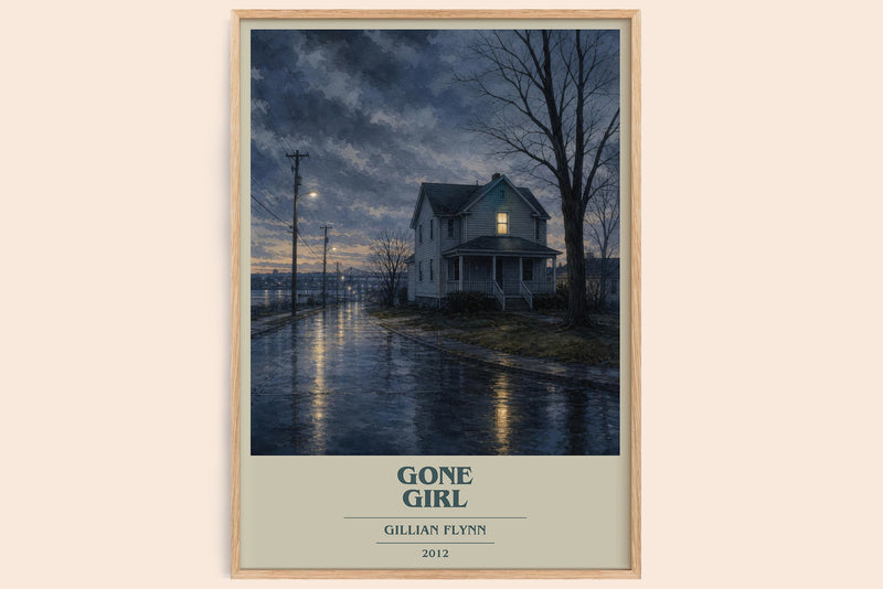 Gone Girl book cover book poster by Gillian Flynn – framed literary art print
