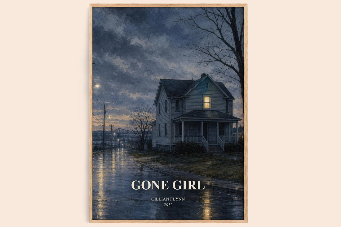 Gone Girl watercolour book poster by Gillian Flynn – framed literary art print