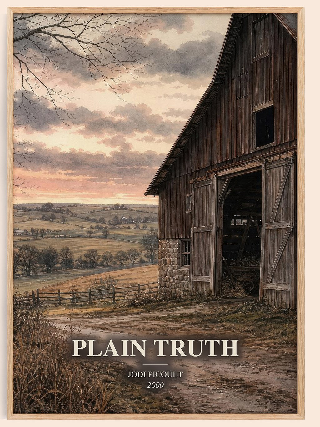Plain Truth watercolour book poster by Jodi Picoult – framed literary art print