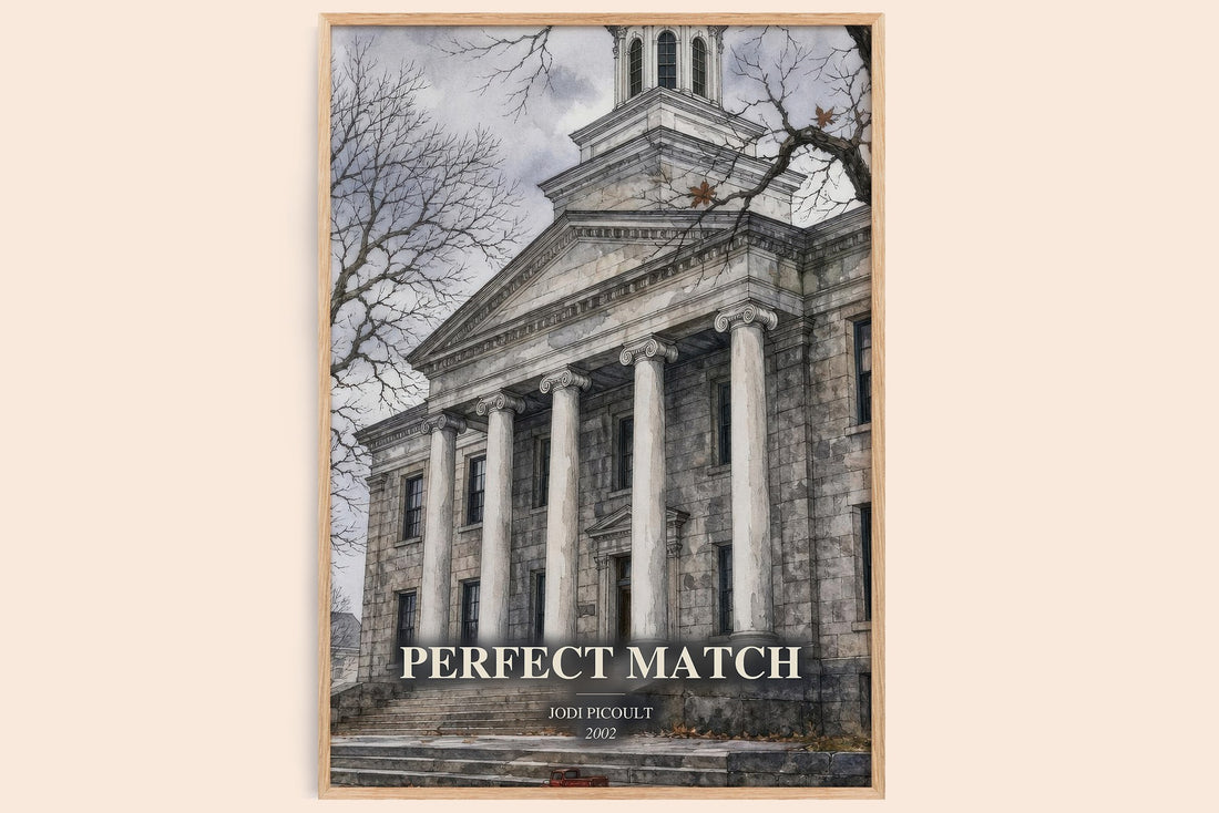Perfect Match watercolour book poster by Jodi Picoult – framed literary art print