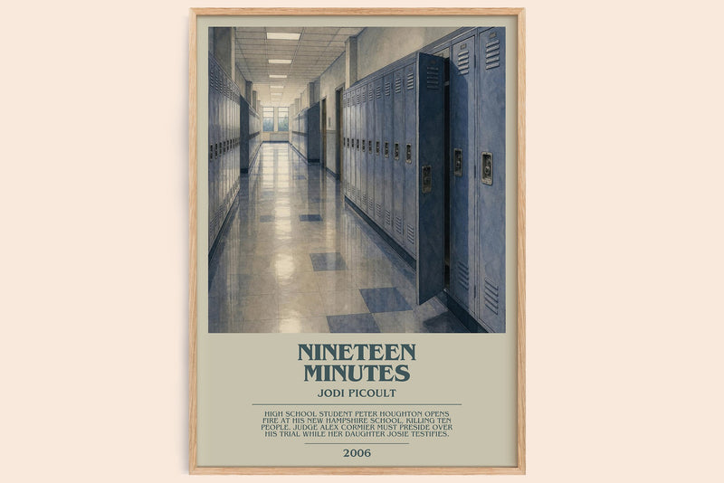 Nineteen Minutes bookish book poster by Jodi Picoult – framed literary art print