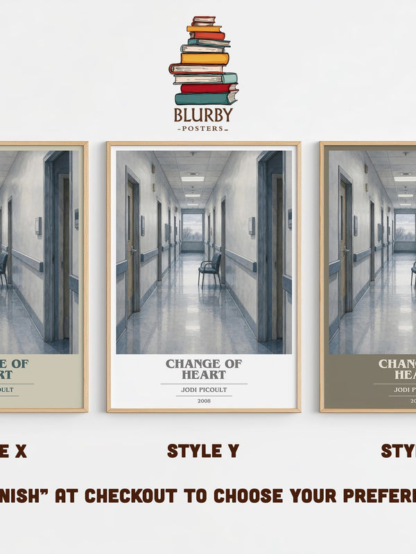 Change of Heart book cover print in frame leaning in hallway – contemporary fiction wall art