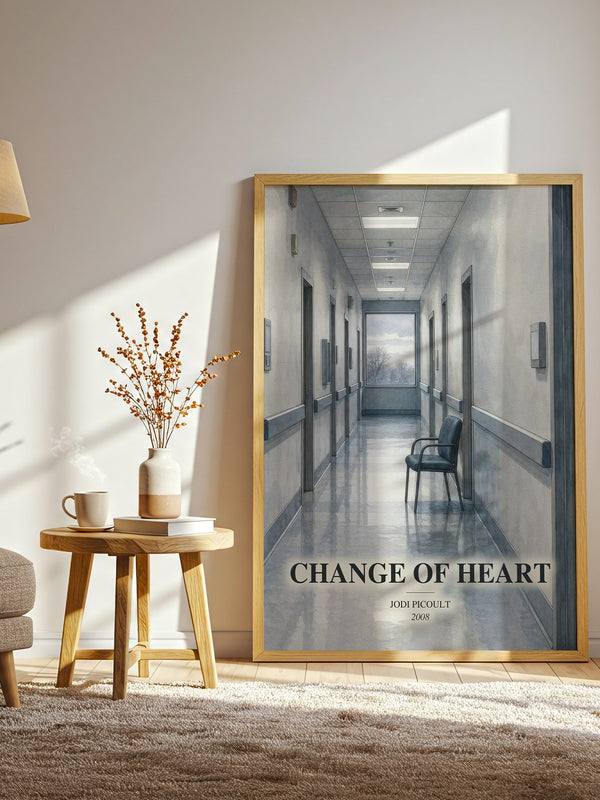 Change of Heart watercolour print in frame leaning in hallway – contemporary fiction wall art