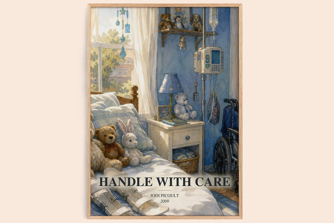 Handle with Care watercolour book poster by Jodi Picoult – framed literary art print