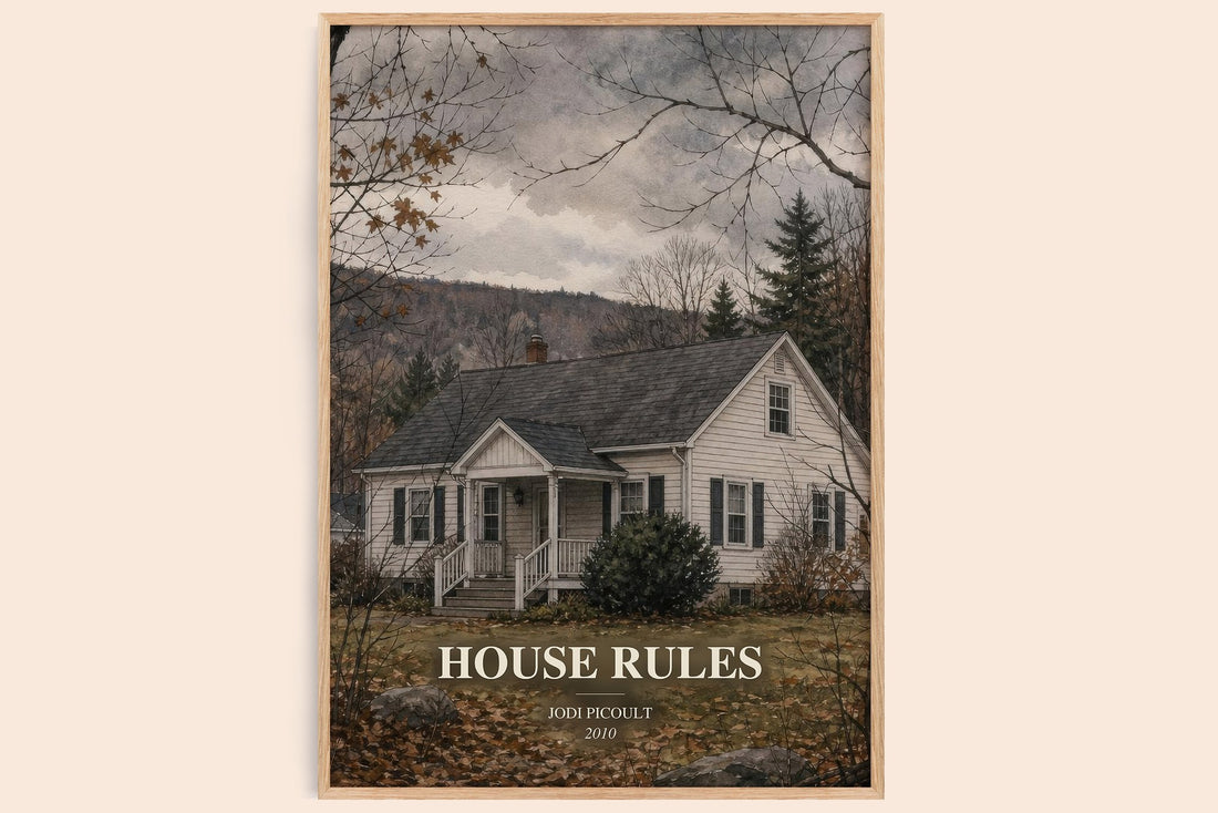 House Rules watercolour book poster by Jodi Picoult – framed literary art print