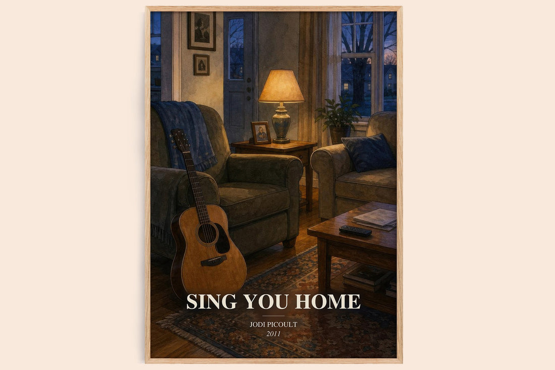Sing You Home watercolour book poster by Jodi Picoult – framed literary art print