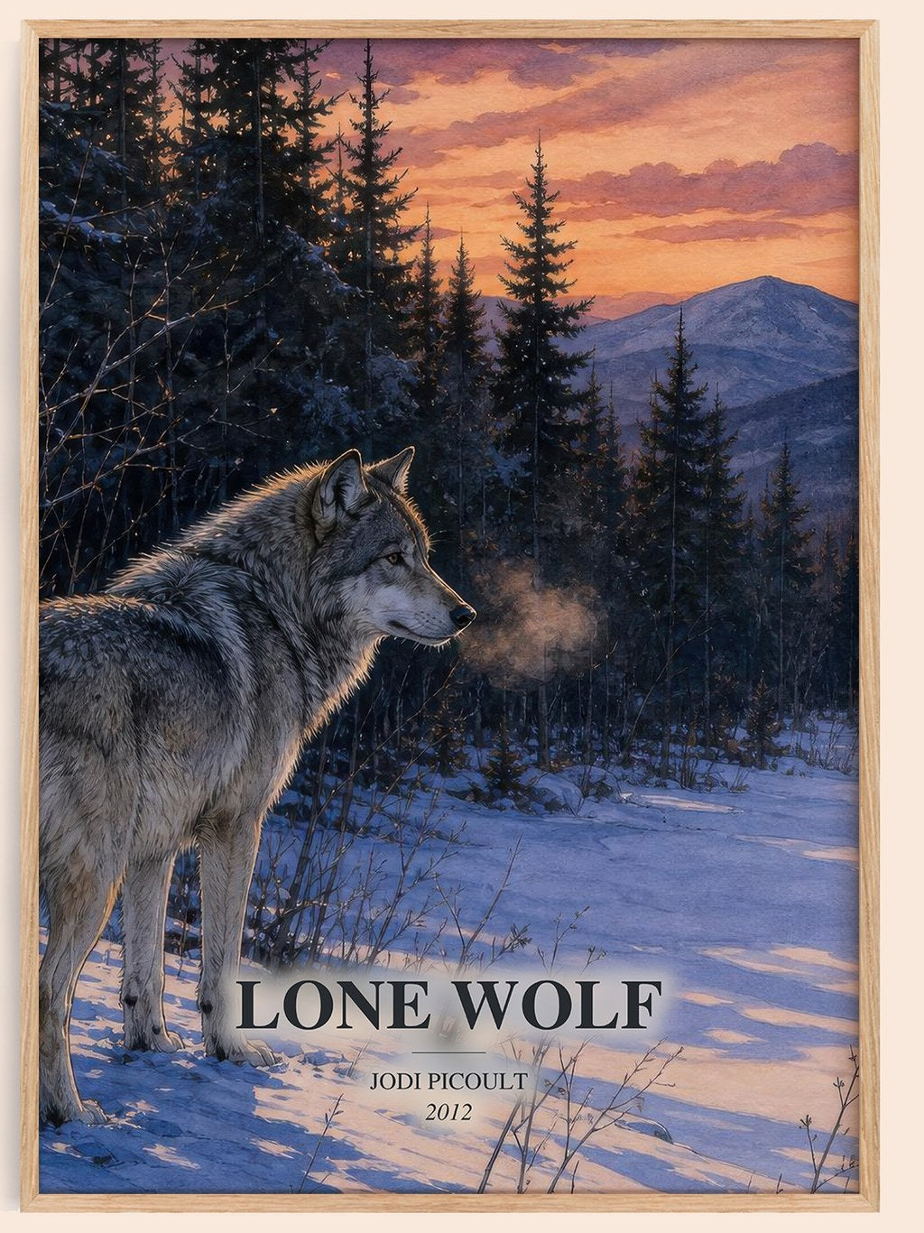 Lone Wolf watercolour book poster by Jodi Picoult – framed literary art print