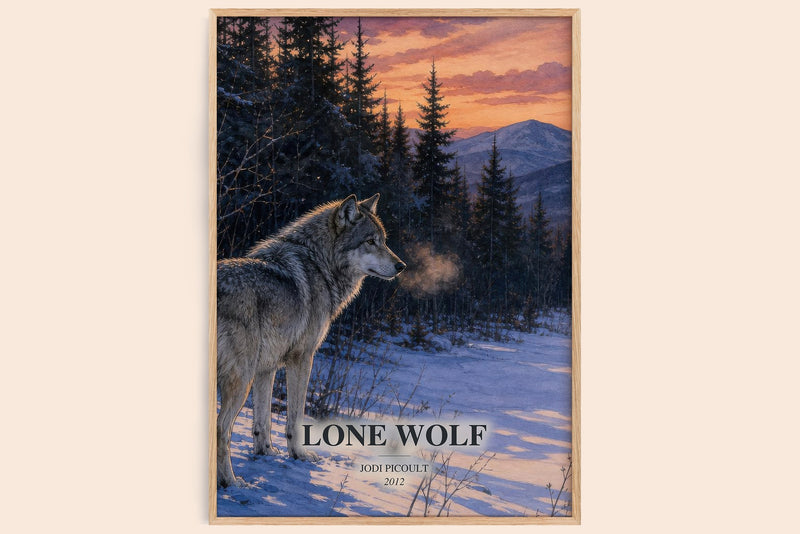 Lone Wolf watercolour book poster by Jodi Picoult – framed literary art print