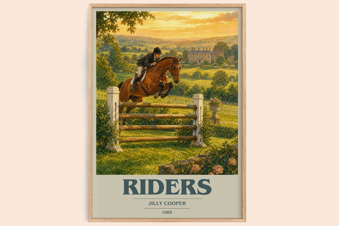 Riders book cover book poster by Jilly Cooper – framed literary art print