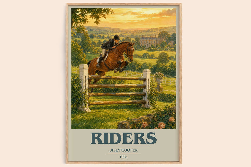 Riders Book Cover Poster by Jilly Cooper (Modern Minimalist style)