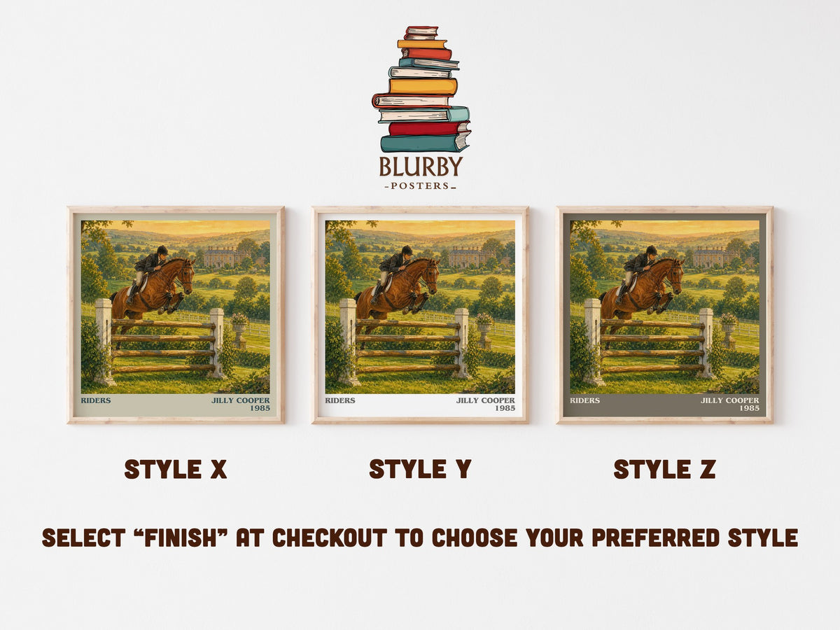 Riders literary print in frame leaning in hallway – romance wall art (mockup)